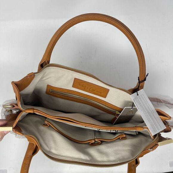 Foley + Corinna Women's Double Handle Two Compartment Whiskey Leather Satchel NW - Picture 3 of 6